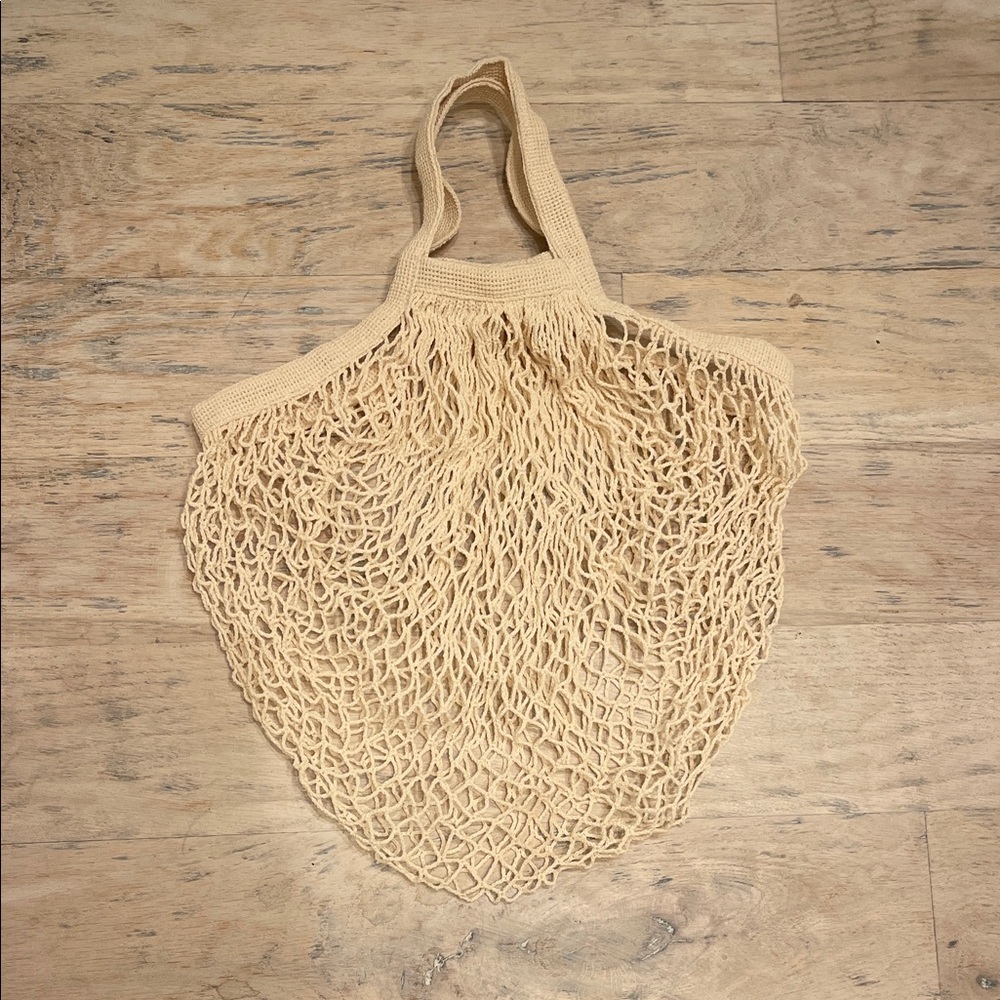 Beige Mesh Tote Bag